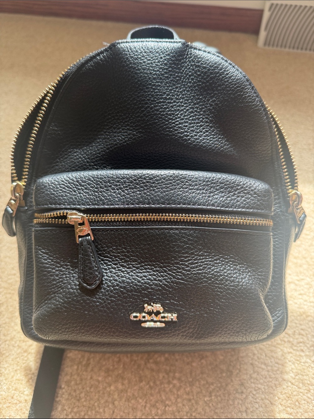 Coach Black Pebbled Leather Mini Backpack